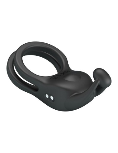 PRETTY LOVE - GOODWIN RECHARGEABLE DOUBLE VIBRATING COCK RING BLACK
