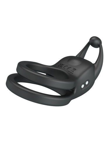 PRETTY LOVE - GOODWIN RECHARGEABLE DOUBLE VIBRATING COCK RING BLACK