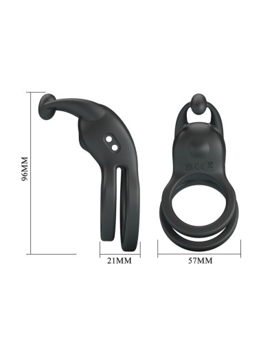 PRETTY LOVE - GOODWIN RECHARGEABLE DOUBLE VIBRATING COCK RING BLACK