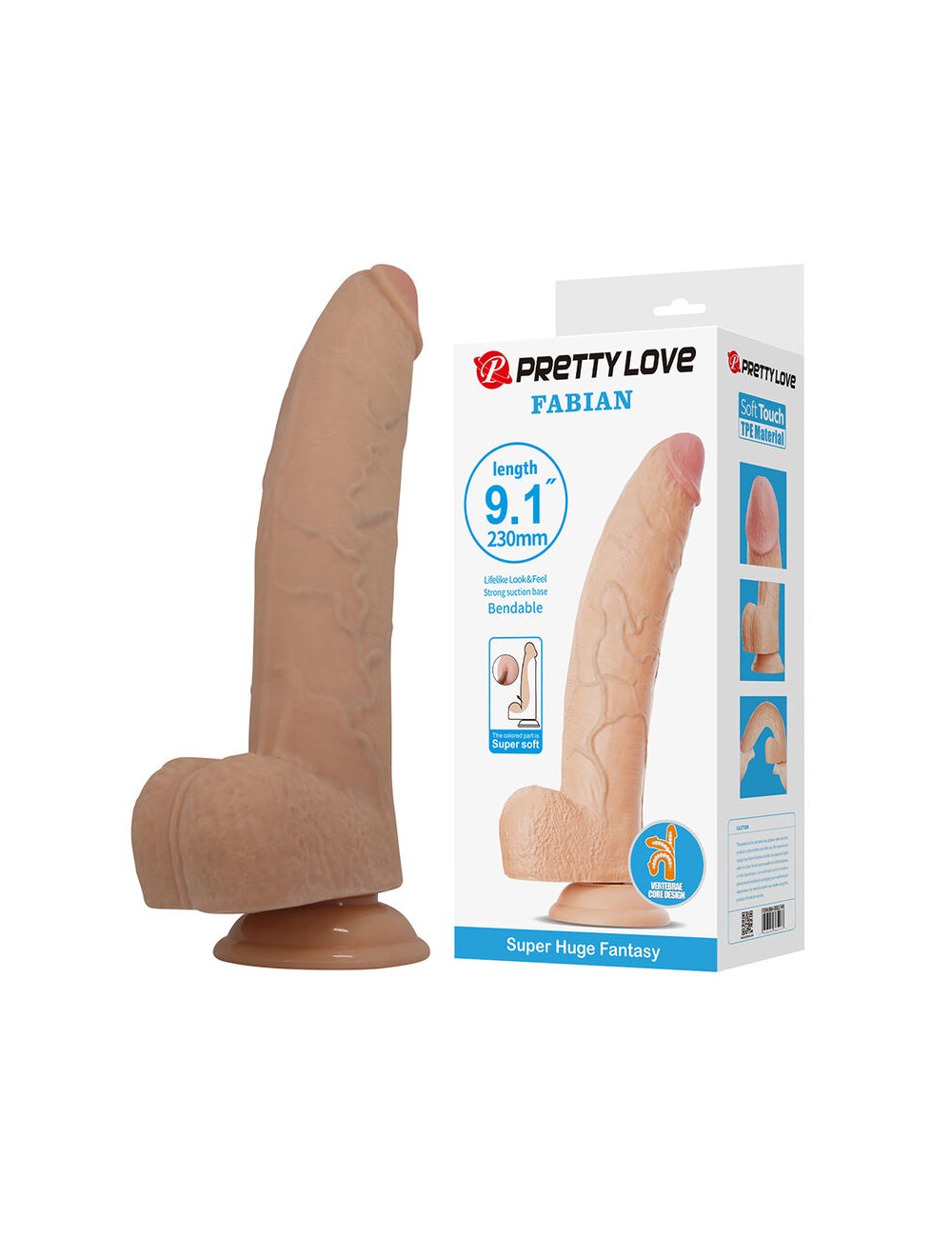 PRETTY LOVE - FABIAN FLEXIBLE DILDO WITH SUCTION CUP FLESH