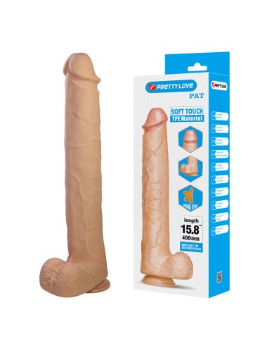 PRETTY LOVE - PAT FLEXIBLE REALISTIC DILDO WITH SUCTION CUP FLESH 40 CM -Ø- 6 CM