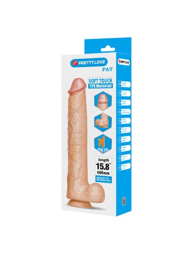 PRETTY LOVE - PAT FLEXIBLE REALISTIC DILDO WITH SUCTION CUP FLESH 40 CM -Ø- 6 CM