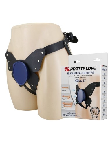 PRETTY LOVE - UNIVERSAL STRAP-ON HARNESS BRIEFS BLACK AND BLUE