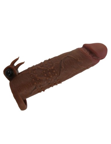 PRETTY LOVE - QUILLON VIBRATING PENIS SLEEVE 20 CM Ø 4 CM BROWN