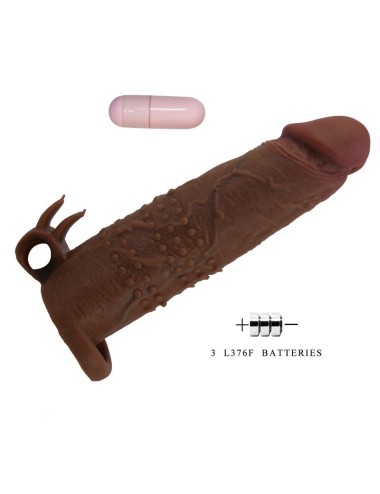 PRETTY LOVE - QUILLON VIBRATING PENIS SLEEVE 20 CM Ø 4 CM BROWN