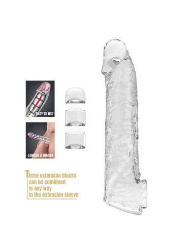PRETTY LOVE - ADJUSTABLE PENIS EXTENSION SLEEVE 26 CM Ø 4 CM TRANSPARENT