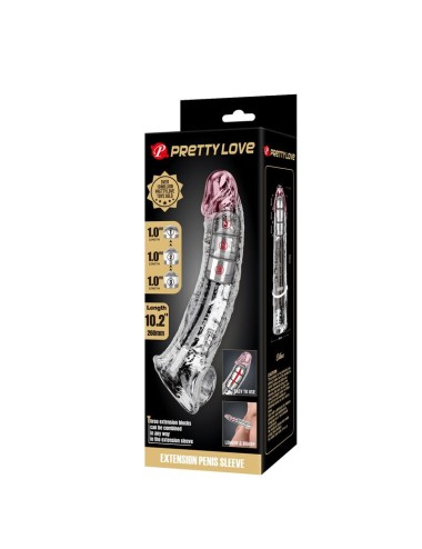 PRETTY LOVE - ADJUSTABLE PENIS EXTENSION SLEEVE 26 CM Ø 4 CM TRANSPARENT