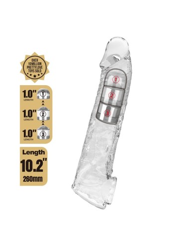 PRETTY LOVE - ADJUSTABLE PENIS EXTENSION SLEEVE 26 CM Ø 4 CM TRANSPARENT