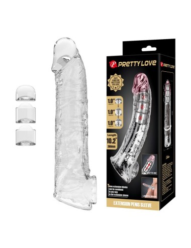 PRETTY LOVE - ADJUSTABLE PENIS EXTENSION SLEEVE 26 CM Ø 4 CM TRANSPARENT