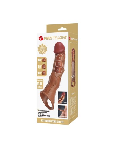 PRETTY LOVE - ADJUSTABLE PENIS EXTENSION SLEEVE 28 CM Ø 4.5 CM BROWN