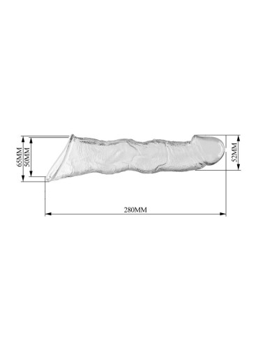 PRETTY LOVE - ADJUSTABLE PENIS EXTENSION SLEEVE 28 CM Ø 4.5 CM TRANSPARENT