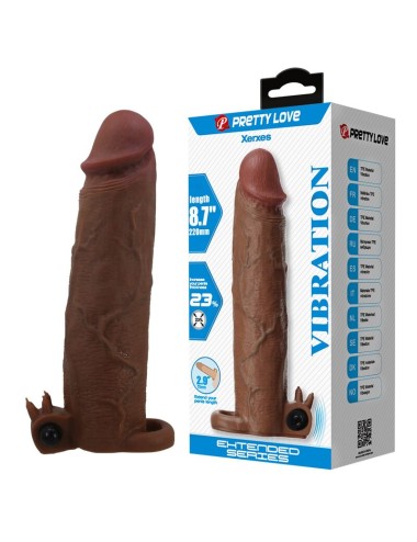 PRETTY LOVE - XERXES VIBRATING PENIS SLEEVE 22 CM Ø 4.5 CM BROWN
