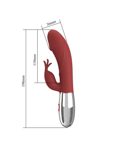 PRETTY LOVE - ROSEWOOD RABBIT VIBRATOR 30 FUNCTIONS USB RECHARGEABLE RED