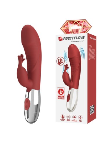 PRETTY LOVE - ROSEWOOD RABBIT VIBRATOR 30 FUNCTIONS USB RECHARGEABLE RED