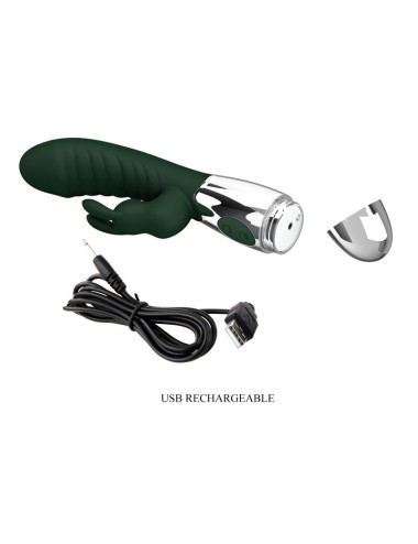 PRETTY LOVE - NAUGHTY BUNNY RABBIT VIBRATOR 30 FUNCTIONS USB RECHARGEABLE GREEN