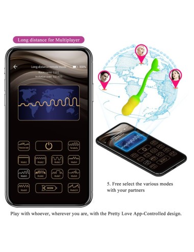 PRETTY LOVE - PULSEN APP CONTROL VIBRATING EGG 12 FUNCTIONS USB RECHARGEABLE GREEN-YELLOW
