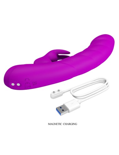 PRETTY LOVE - MONICA RECHARGEABLE DUAL STIMULATION G-SPOT AND CLITORAL VIBRATOR PURPLE