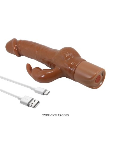 PRETTY LOVE - ELLISON REALISTIC RABBIT VIBRATOR 22.6 CM Ø 4.2 CM BROWN