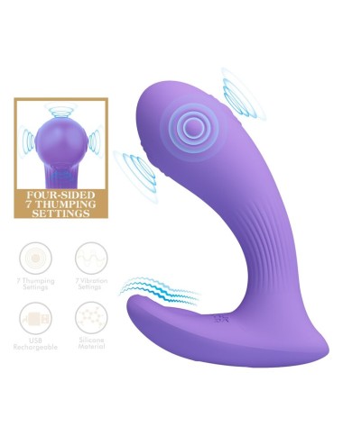 PRETTY LOVE - ANDROMEDA RECHARGEABLE DUAL STIMULATION VIBRATOR PURPLE