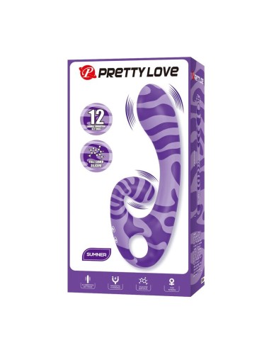 PRETTY LOVE - SUMMER DOUBLE-ENDED VIBRATOR WITH HANDLE 19 CM Ø 3.5 CM PURPLE