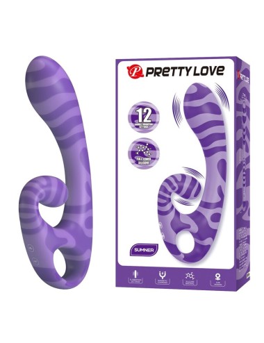 PRETTY LOVE - SUMMER DOUBLE-ENDED VIBRATOR WITH HANDLE 19 CM Ø 3.5 CM PURPLE