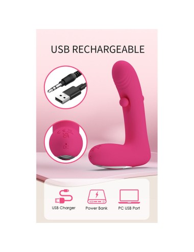 PRETTY LOVE - DUDEN RECHARGEABLE SILICONE VIBRATOR 12 VIBRATION MODES AND 3 ROCKING MODES PINK