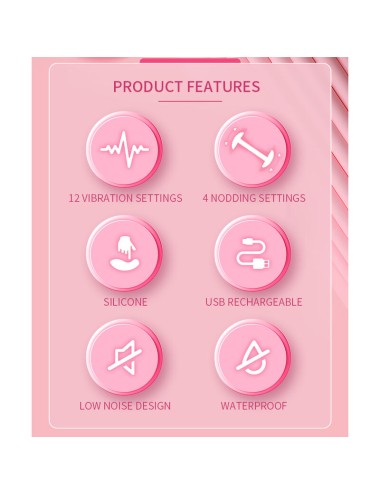 PRETTY LOVE - DUDEN RECHARGEABLE SILICONE VIBRATOR 12 VIBRATION MODES AND 3 ROCKING MODES PINK