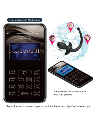 PRETTY LOVE - ANTHONY APP CONTROL ANAL AND PERINEUM VIBRATOR BLACK