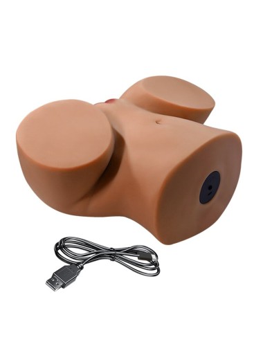 CRAZY BULL - REALISTIC FEMALE TORSO MASTURBATOR DUAL ENTRY WITH VIBRATION AND SUCTION NATURAL COLOR