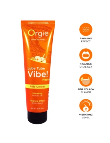 ORGIE - LUBE TUBE VIBE! PIÑA COLADA KISSABLE INTIMATE GEL MEDIUM TINGLING 100 ML