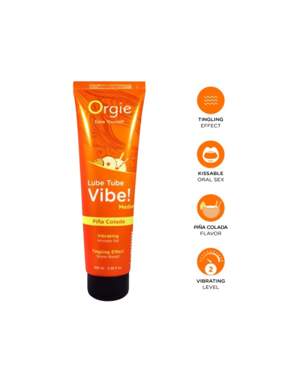 ORGIE - LUBE TUBE VIBE! PIÑA COLADA KISSABLE INTIMATE GEL MEDIUM TINGLING 100 ML
