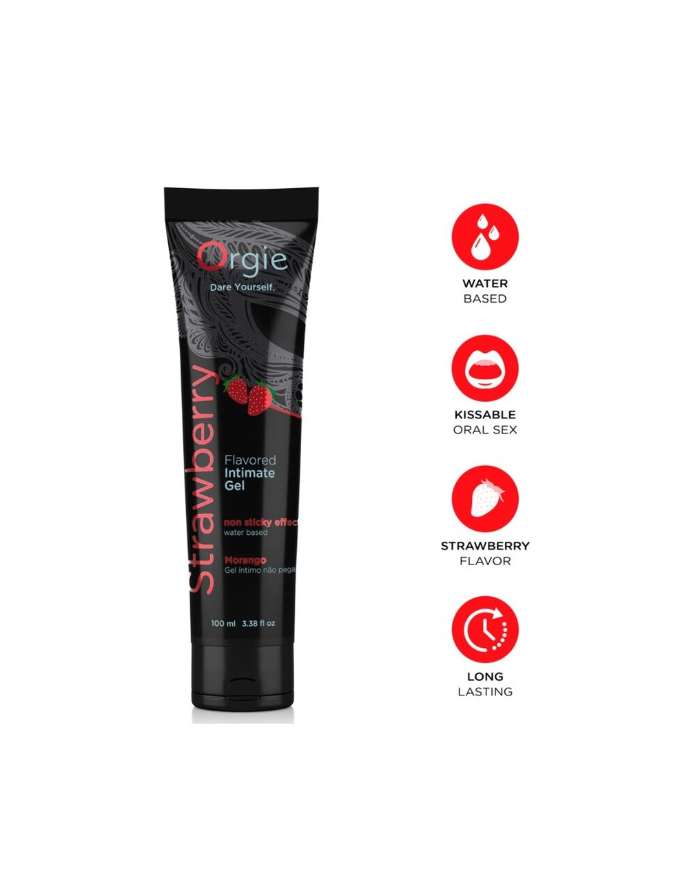 ORGIE - LUBE TUBE STRAWBERRY KISSABLE WATER-BASED INTIMATE GEL 100 ML