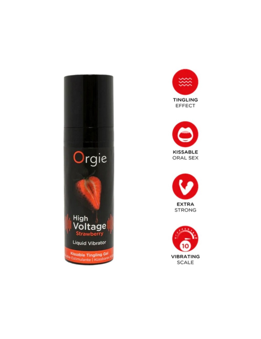ORGIE - HIGH VOLTAGE STRAWBERRY EXTRA STRONG KISSABLE LIQUID VIBRATOR 15 ML