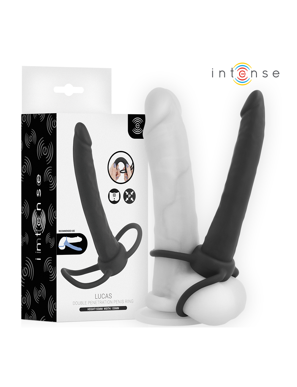 INTENSE- LUCAS ANAL DILDO WITH COCK AND TESTICLE RING SILICONE