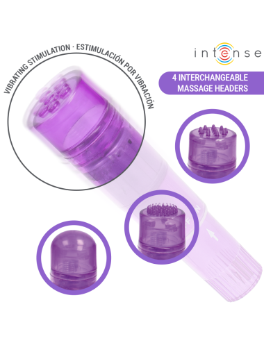 INTENSE - KURT MINI MASSAGER WITH 4 INTERCHANGEABLE HEADS PURPLE