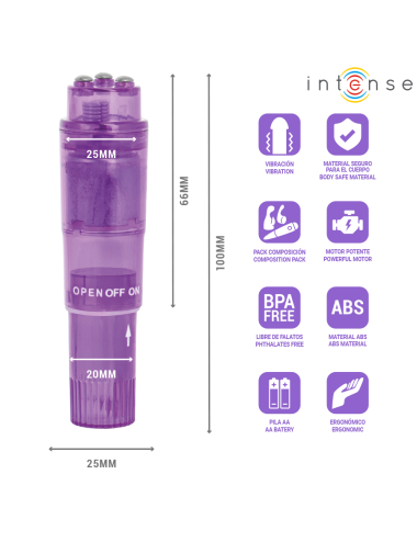 INTENSE - KURT MINI MASSAGER WITH 4 INTERCHANGEABLE HEADS PURPLE