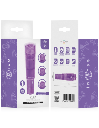 INTENSE - KURT MINI MASSAGER WITH 4 INTERCHANGEABLE HEADS PURPLE