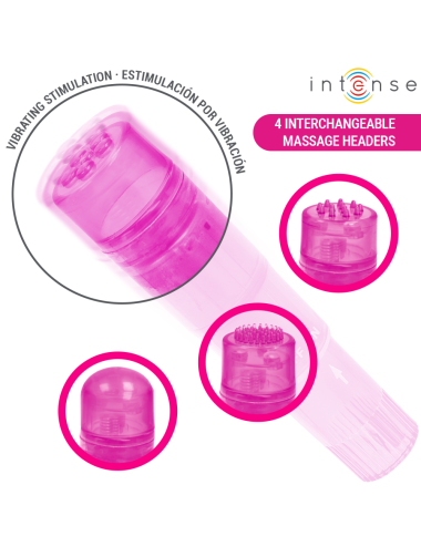 INTENSE - KURT MINI MASSAGER WITH 4 INTERCHANGEABLE HEADS PINK
