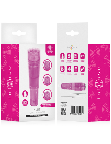 INTENSE - KURT MINI MASSAGER WITH 4 INTERCHANGEABLE HEADS PINK